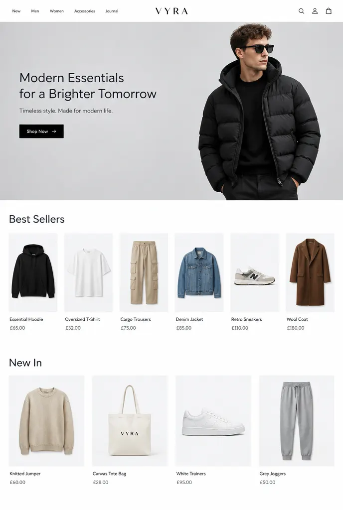 VYRA, an example Shopify fashion store design