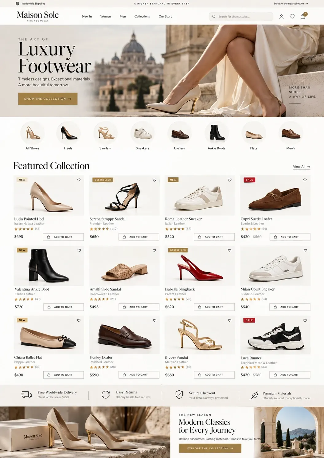 Maison Sole Shopify store homepage