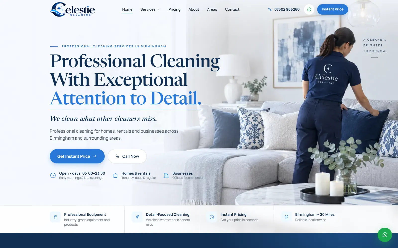 Celestie Cleaning website designed and built by Dogeanu Studio